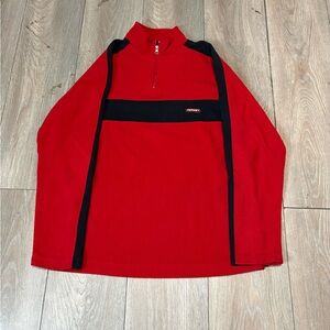 Vintage Men’s 90s Aeropostale Red Fleece Quarter Zip Pull Over Size Medium